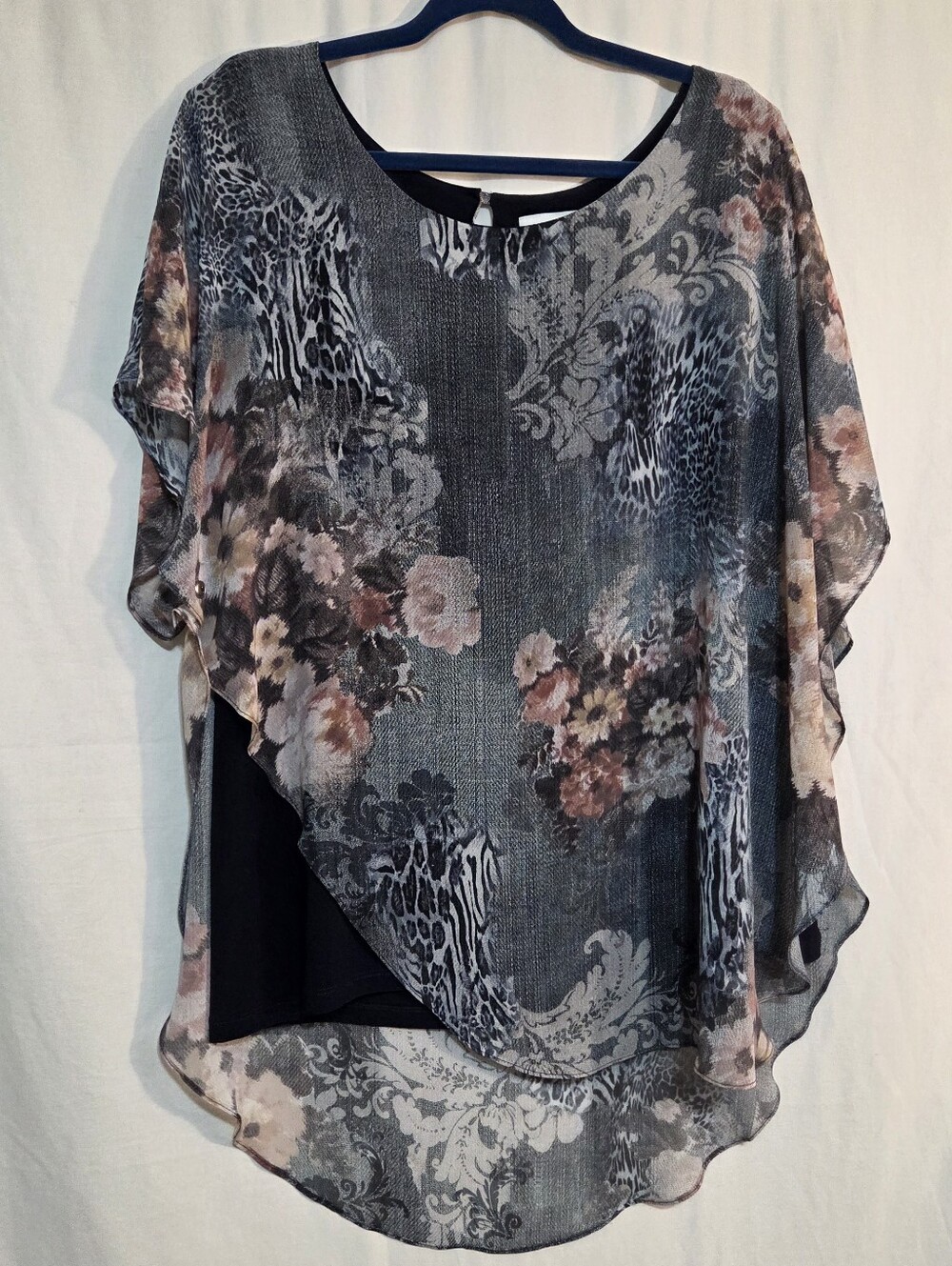 Joseph Ribkoff Plus Size 20 Sheer Floral  Pastel Overlay Tunic Top